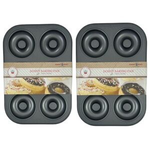 2 Nordic Ware 6-Cavity Donut Baking Pan Nonstick 3” Doughnut Mold Silver